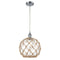 Farmhouse Rope Mini Pendant shown in the Polished Chrome finish with a Clear Glass with Brown Rope shade