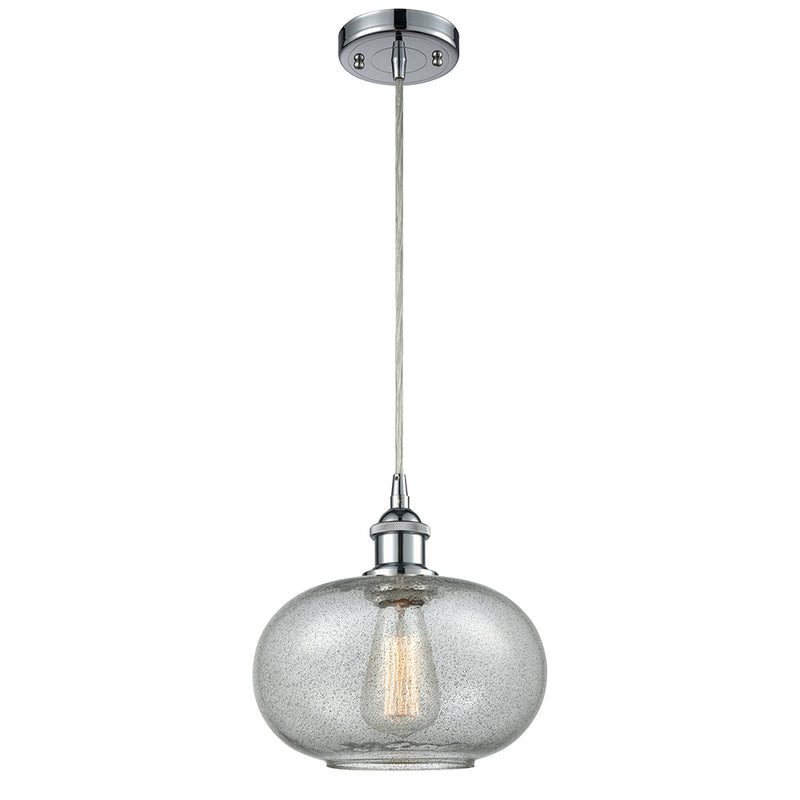 Gorham Mini Pendant shown in the Polished Chrome finish with a Charcoal shade