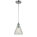 Conesus Mini Pendant shown in the Polished Chrome finish with a Clear Crackle shade