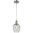 Salina Mini Pendant shown in the Polished Chrome finish with a Clear Spiral Fluted shade