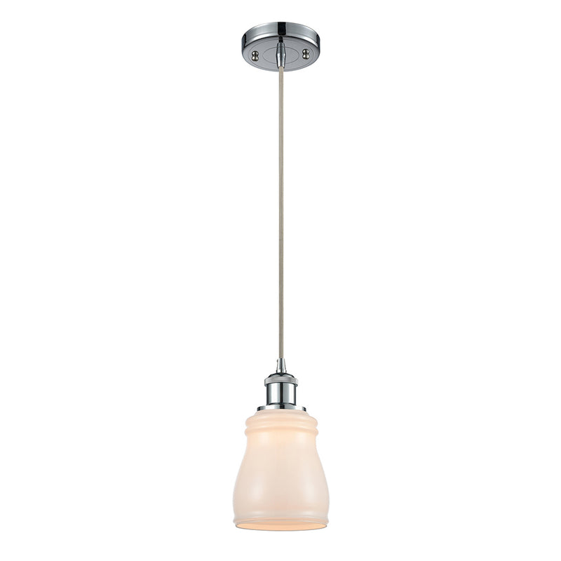 Ellery Mini Pendant shown in the Polished Chrome finish with a White shade