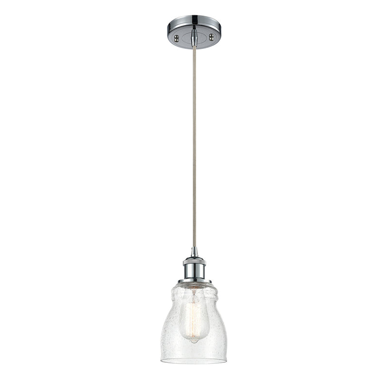 Ellery Mini Pendant shown in the Polished Chrome finish with a Seedy shade