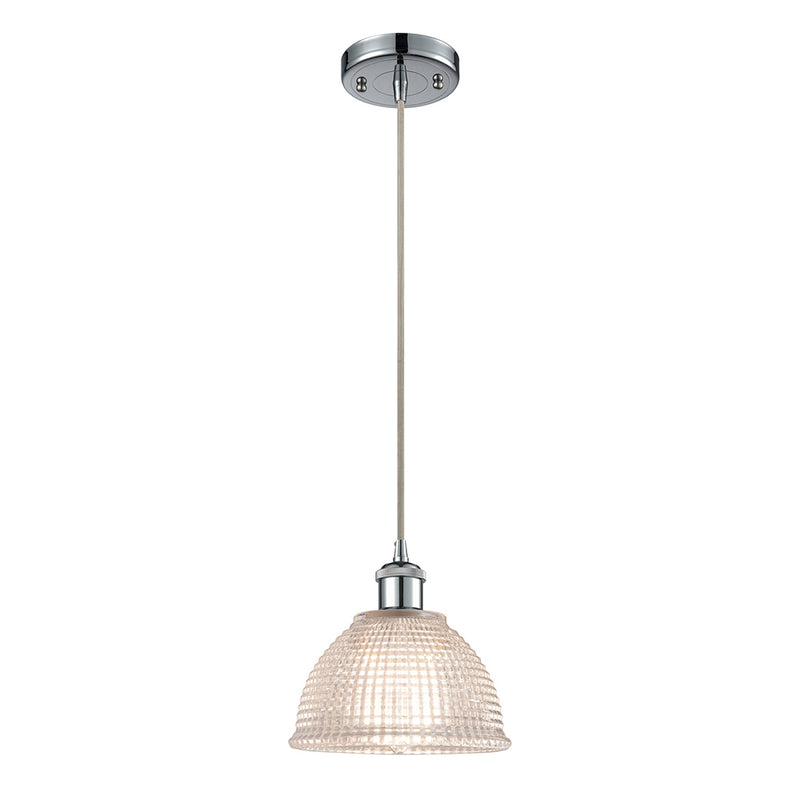 Arietta Mini Pendant shown in the Polished Chrome finish with a Clear shade