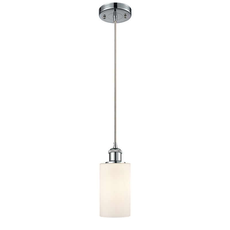 Clymer Mini Pendant shown in the Polished Chrome finish with a Matte White shade