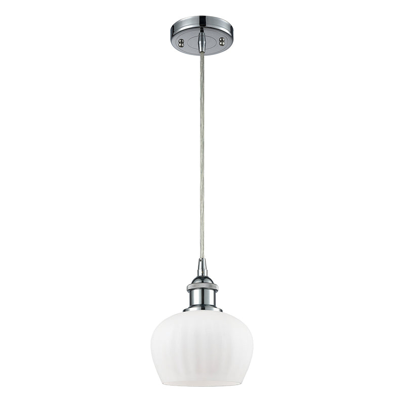 Fenton Mini Pendant shown in the Polished Chrome finish with a Matte White shade