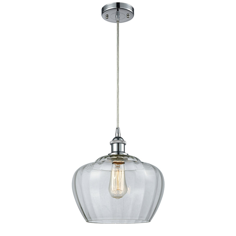 Fenton Mini Pendant shown in the Polished Chrome finish with a Clear shade