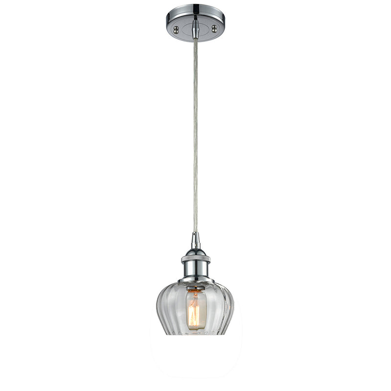 Fenton Mini Pendant shown in the Polished Chrome finish with a Clear shade