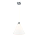 Ballston Cone Mini Pendant shown in the Polished Chrome finish with a Matte White shade