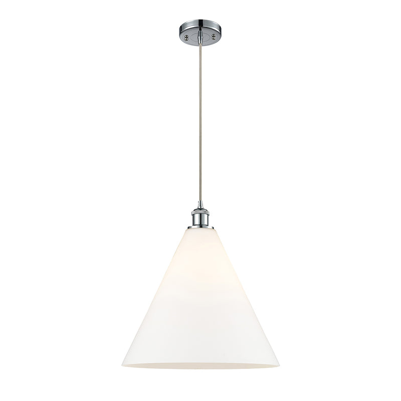 Ballston Cone Pendant shown in the Polished Chrome finish with a Matte White shade