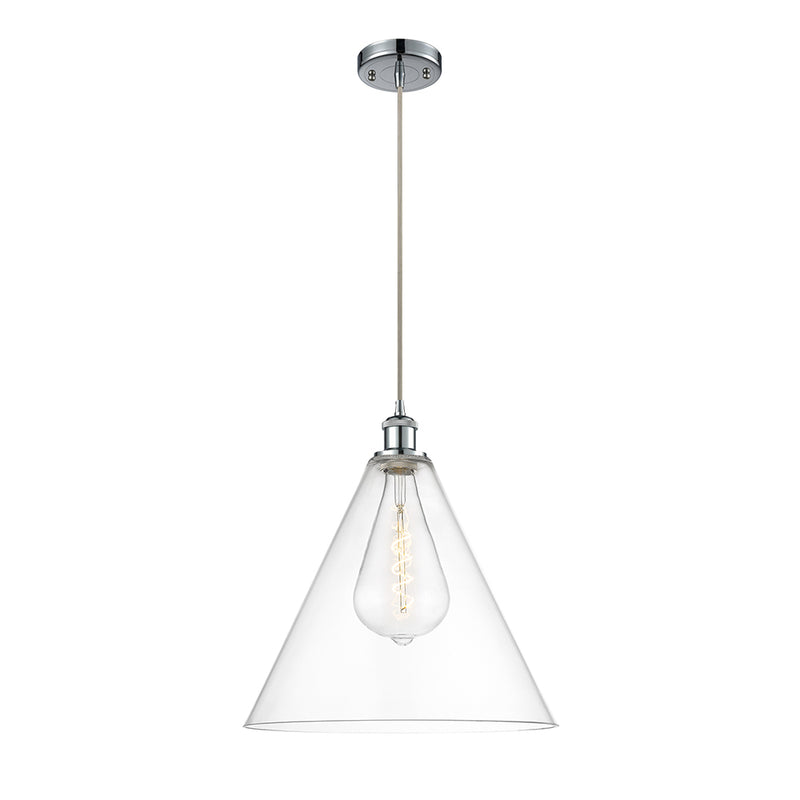 Ballston Cone Pendant shown in the Polished Chrome finish with a Clear shade