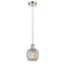 Belfast Mini Pendant shown in the Polished Nickel finish with a Clear Crackle shade