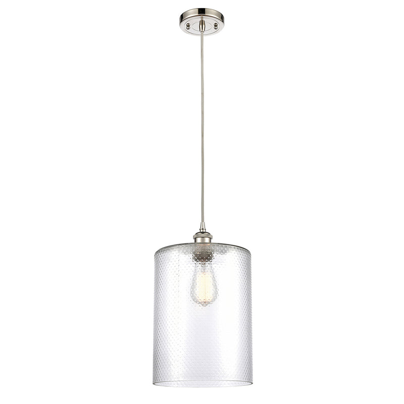 Cobbleskill Mini Pendant shown in the Polished Nickel finish with a Clear shade