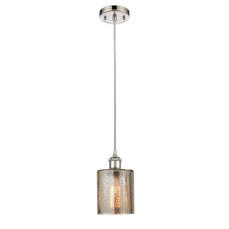 Cobbleskill Mini Pendant shown in the Polished Nickel finish with a Mercury shade