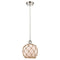 Farmhouse Rope Mini Pendant shown in the Polished Nickel finish with a White Glass with Brown Rope shade