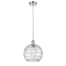 Deco Swirl Mini Pendant shown in the Polished Nickel finish with a Clear shade