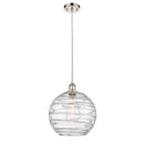 Deco Swirl Mini Pendant shown in the Polished Nickel finish with a Clear shade