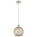 Farmhouse Rope Mini Pendant shown in the Polished Nickel finish with a Clear Glass with Brown Rope shade