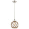 Farmhouse Rope Mini Pendant shown in the Polished Nickel finish with a Clear Glass with Brown Rope shade