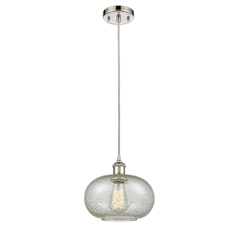 Gorham Mini Pendant shown in the Polished Nickel finish with a Mica shade