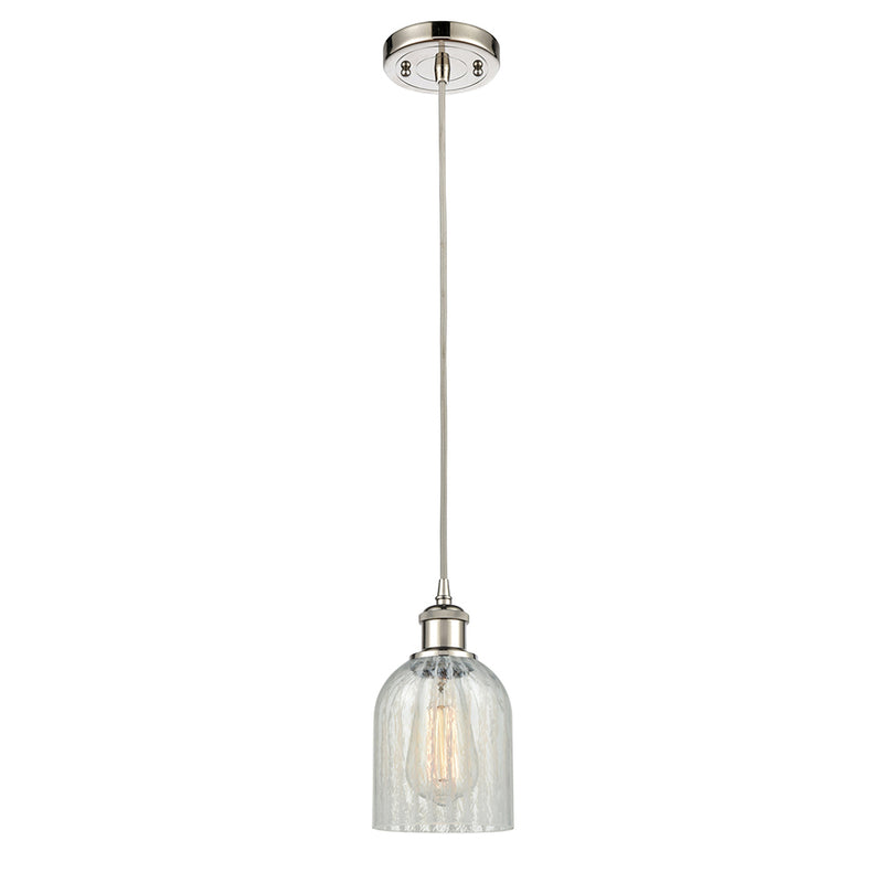 Caledonia Mini Pendant shown in the Polished Nickel finish with a Mouchette shade