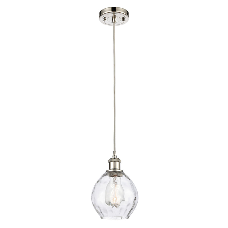 Waverly Mini Pendant shown in the Polished Nickel finish with a Clear shade