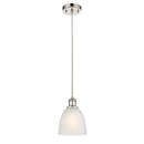 Castile Mini Pendant shown in the Polished Nickel finish with a White shade