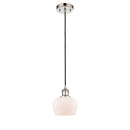 Fenton Mini Pendant shown in the Polished Nickel finish with a Matte White shade