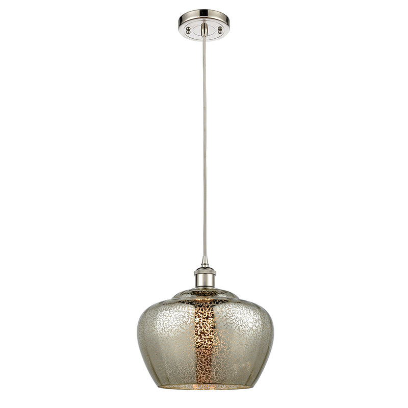 Fenton Mini Pendant shown in the Polished Nickel finish with a Mercury shade