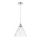 Ballston Cone Mini Pendant shown in the Polished Nickel finish with a Seedy shade