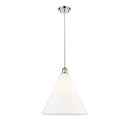 Ballston Cone Pendant shown in the Polished Nickel finish with a Matte White shade