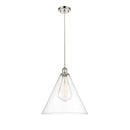 Ballston Cone Pendant shown in the Polished Nickel finish with a Clear shade