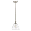 Ballston Dome Mini Pendant shown in the Polished Nickel finish with a Clear shade