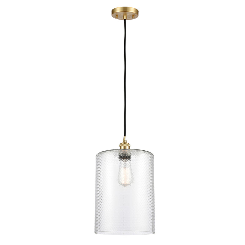 Cobbleskill Mini Pendant shown in the Satin Gold finish with a Clear shade