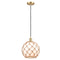 Farmhouse Rope Mini Pendant shown in the Satin Gold finish with a White Glass with Brown Rope shade