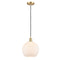 Athens Mini Pendant shown in the Satin Gold finish with a Matte White shade