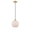 Farmhouse Rope Mini Pendant shown in the Satin Gold finish with a White Glass with White Rope shade