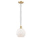 Athens Mini Pendant shown in the Satin Gold finish with a Matte White shade