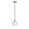 Dayton Mini Pendant shown in the Satin Gold finish with a White shade