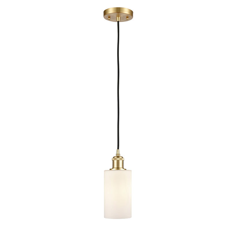 Clymer Mini Pendant shown in the Satin Gold finish with a Matte White shade