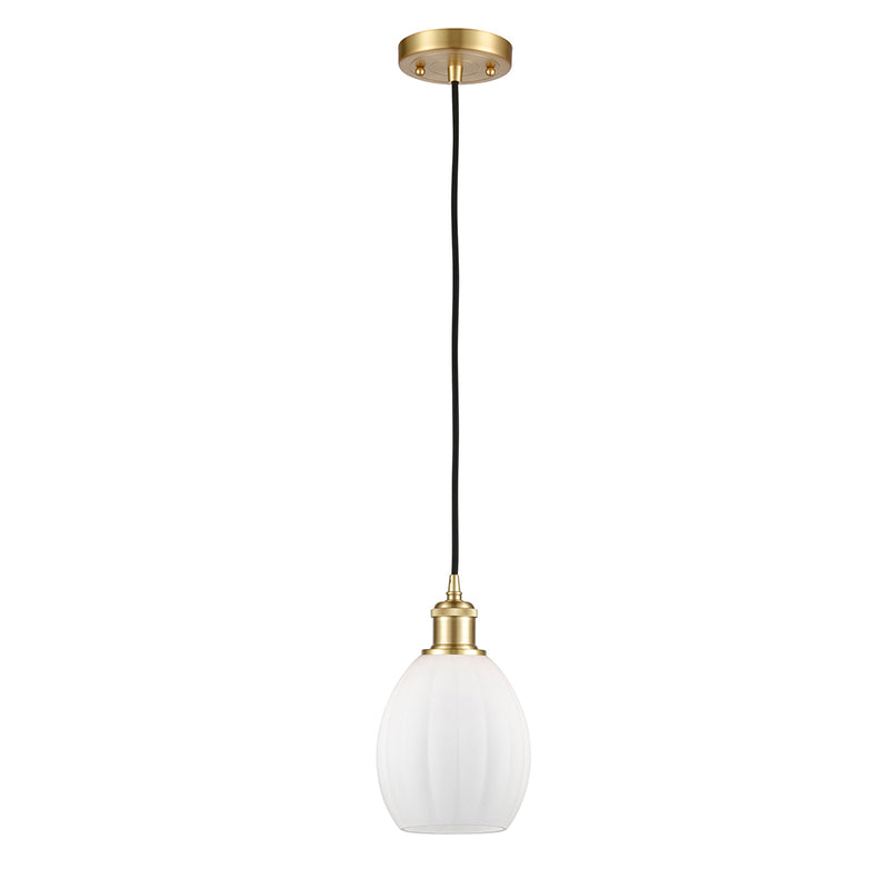 Eaton Mini Pendant shown in the Satin Gold finish with a Matte White shade