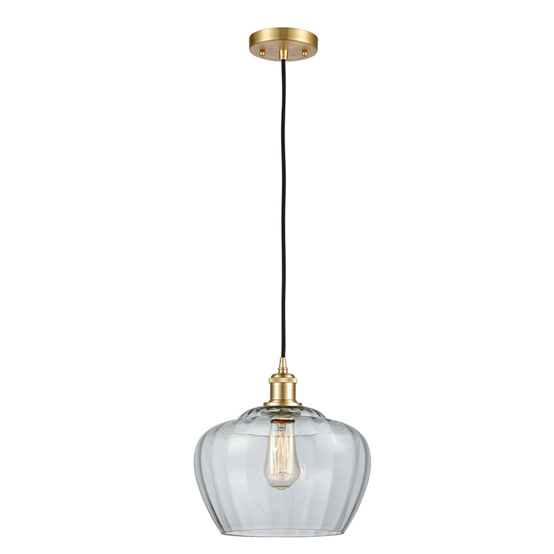 Fenton Mini Pendant shown in the Satin Gold finish with a Clear shade