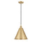 Ballston Cone Mini Pendant shown in the Satin Gold finish with a Matte Black shade