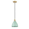 Plymouth Dome Mini Pendant shown in the Satin Gold finish with a Seafoam shade