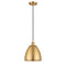 Ballston Dome Mini Pendant shown in the Satin Gold finish with a Matte Black shade