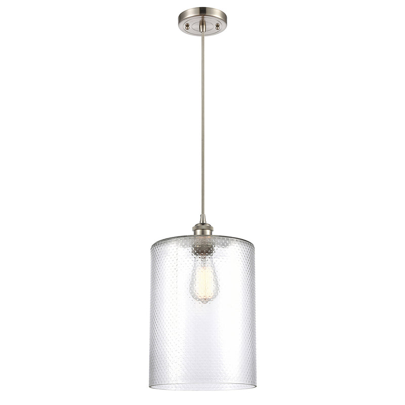 Cobbleskill Mini Pendant shown in the Brushed Satin Nickel finish with a Clear shade