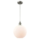 Athens Mini Pendant shown in the Brushed Satin Nickel finish with a Matte White shade