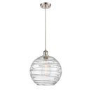 Deco Swirl Mini Pendant shown in the Brushed Satin Nickel finish with a Clear shade