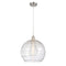 Deco Swirl Pendant shown in the Brushed Satin Nickel finish with a Clear shade