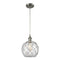 Farmhouse Rope Mini Pendant shown in the Brushed Satin Nickel finish with a Clear Glass with White Rope shade