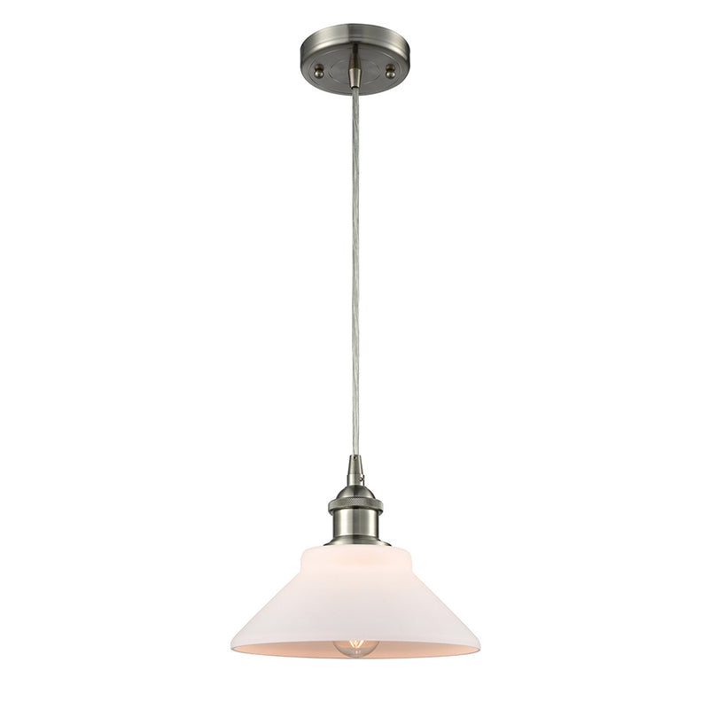 Orwell Mini Pendant shown in the Brushed Satin Nickel finish with a Matte White shade